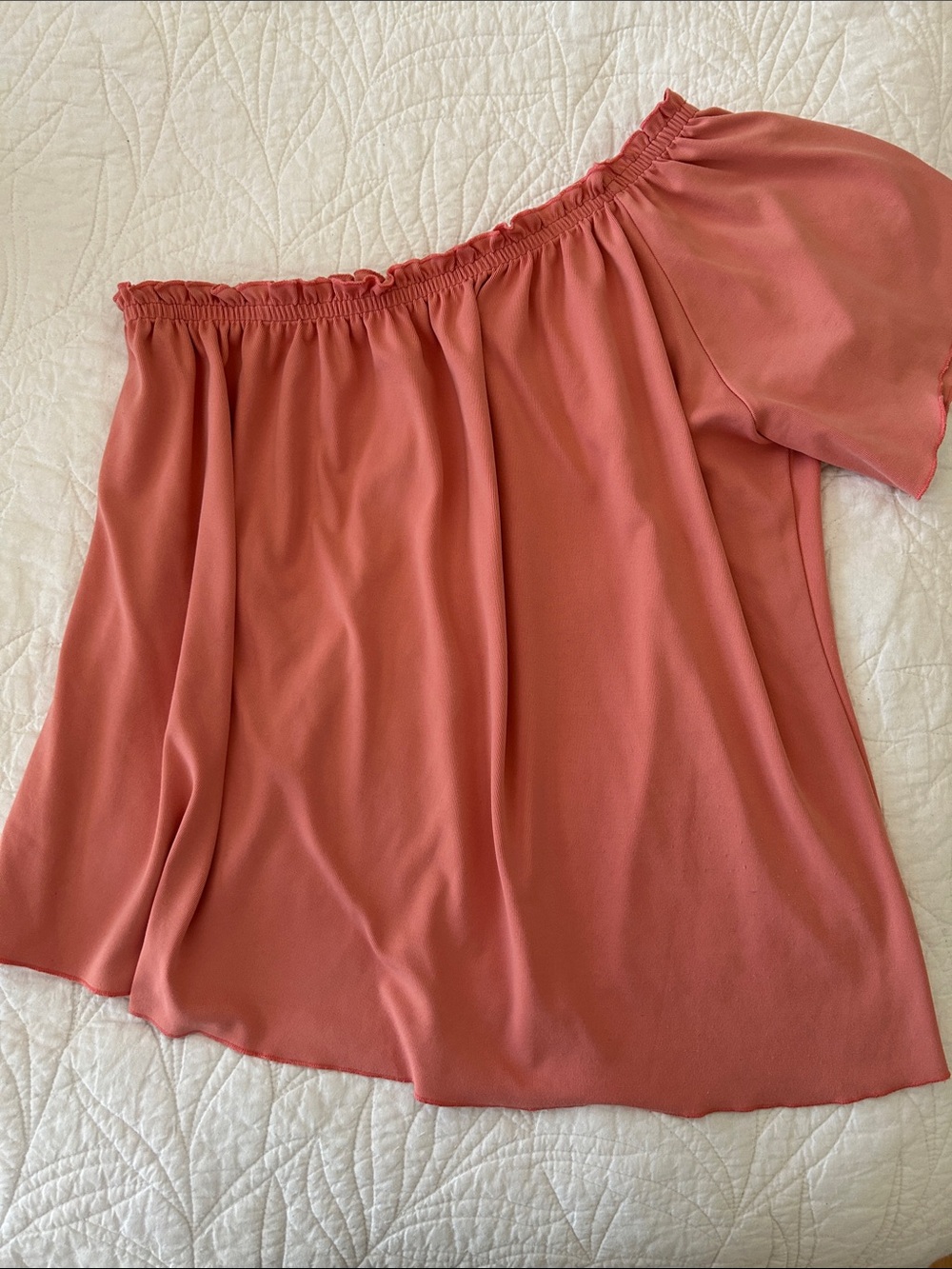 Carilyn Vaile Coral Pink Asymmetric One-Shoulder Top Blouse Sz M